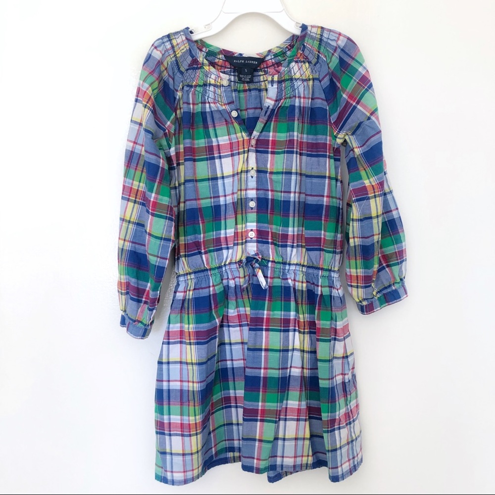 Ralph Lauren Drawstring Plaid Girls Dress, size 5